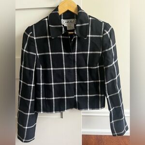 CARLISLE Vintage‎ Plaid Cropped Jacket Lined Career Office Modest Mature 0